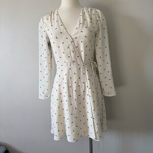 Babaton Ivory and Ebony Swirl Long Sleeve Dress